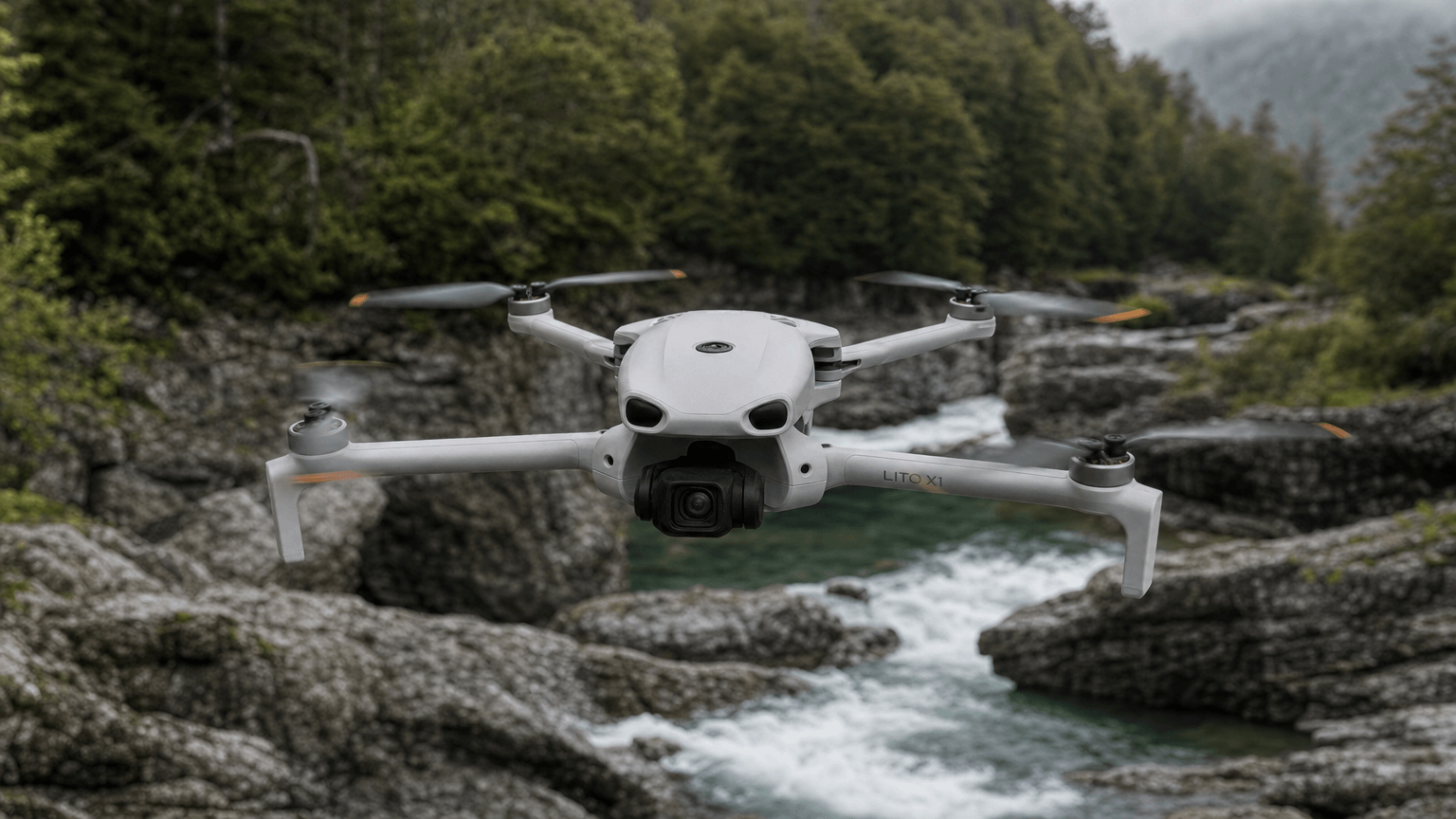 A mechanical gimbal holds the horizon steady while the airframe works against the breeze