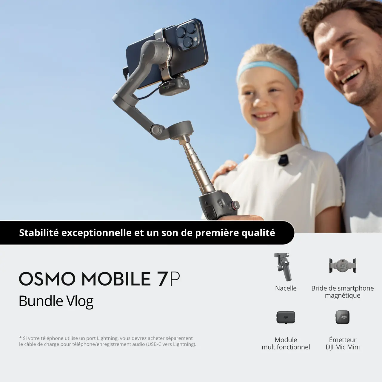 Bundle Vlog Osmo Mobile 7P (Émetteur DJI Mic Mini)
