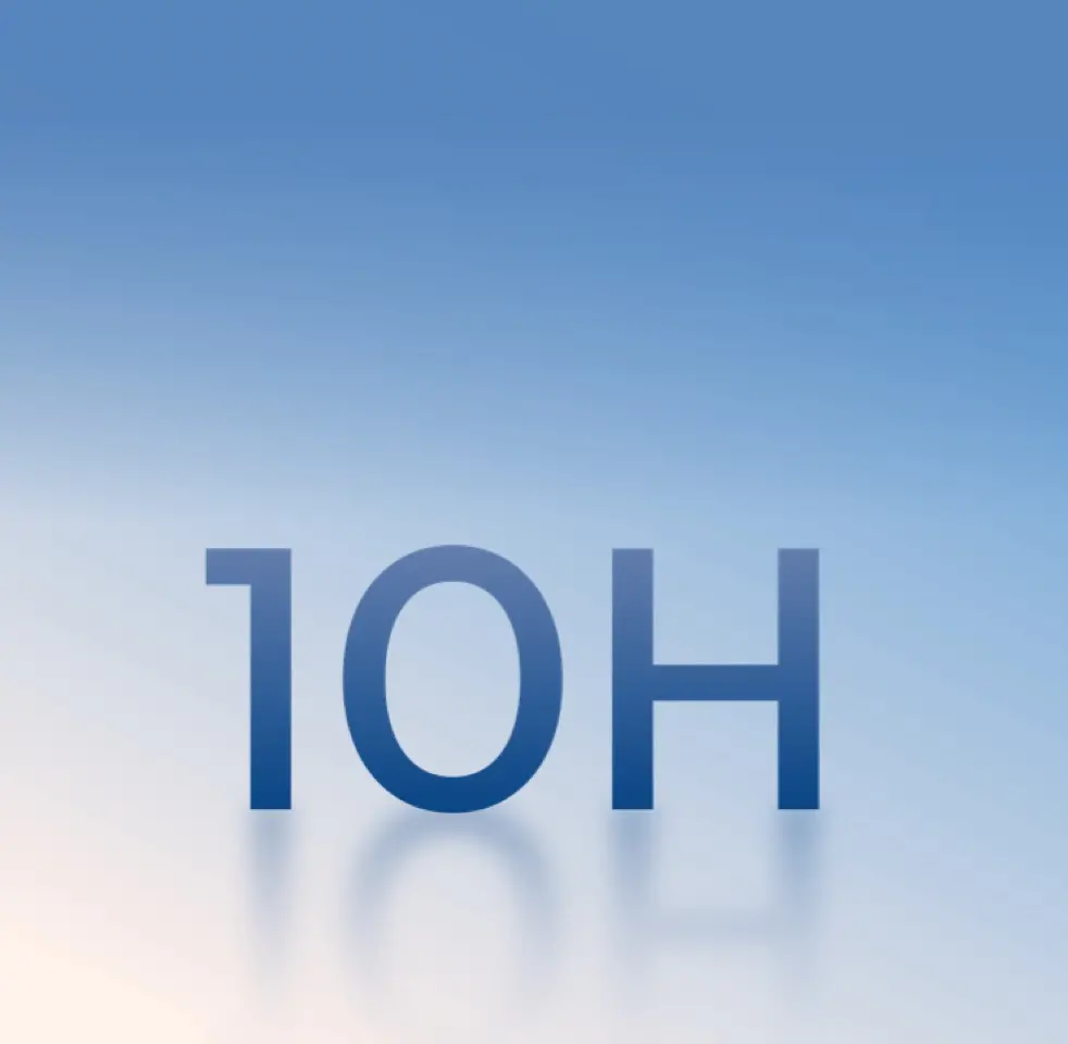 text '10H' on a gradient background