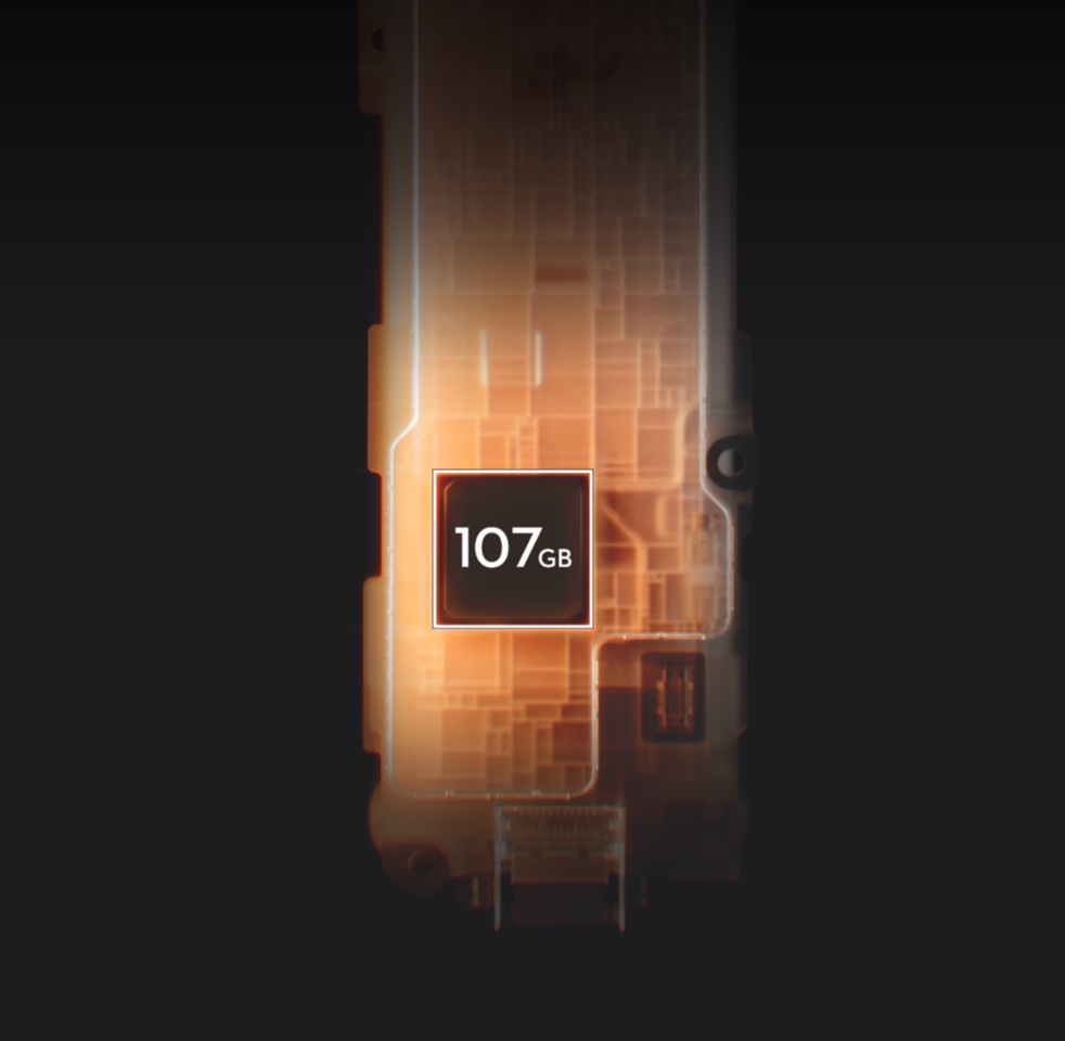 DJI Osmo Pocket 4 internal 107GB storage illustration