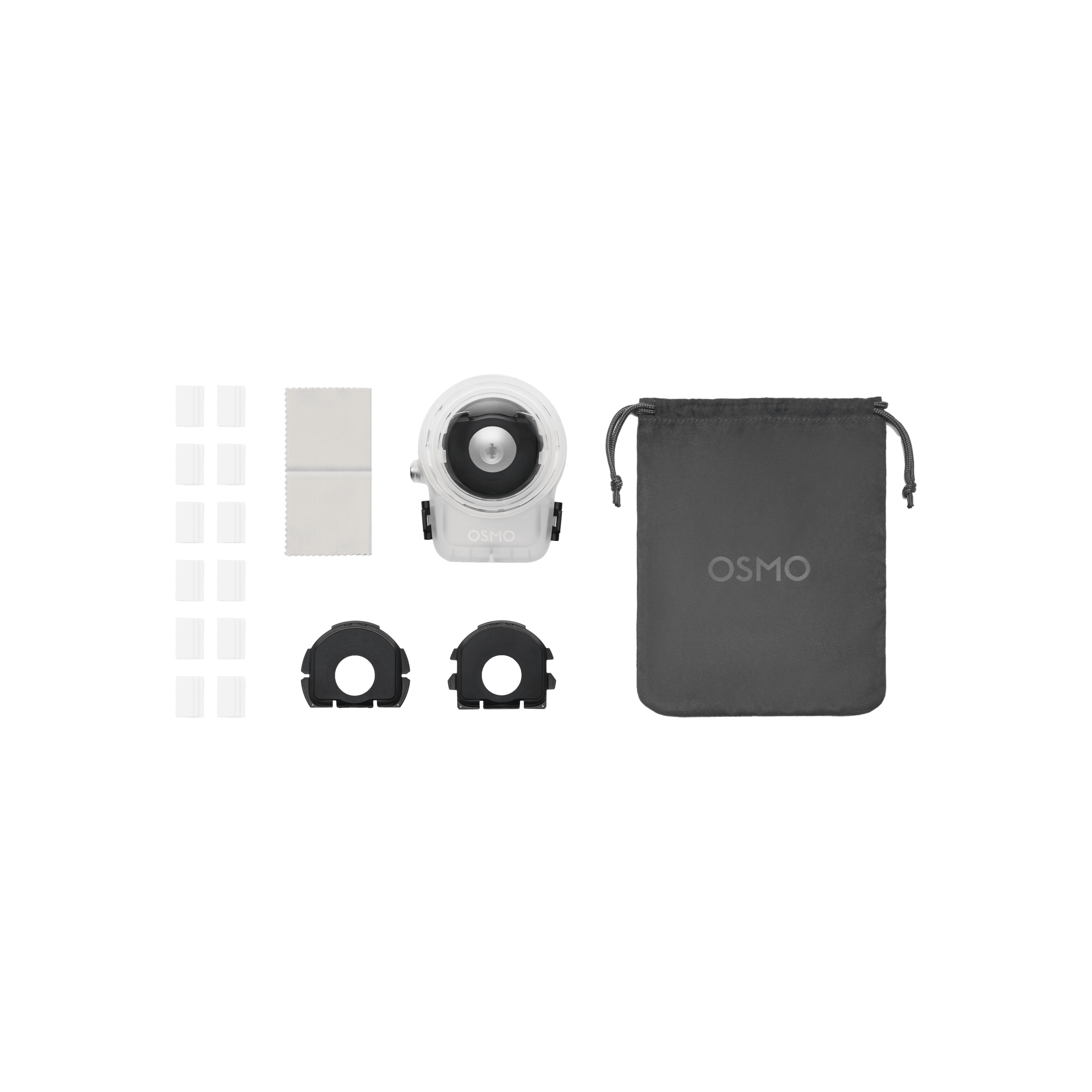 DJI Osmo 360 Invisible Waterproof Case with anti-fog inserts, cleaning cloth, light shields and protective pouch