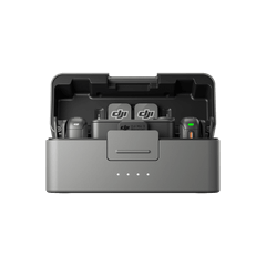 DJI Mic 3 mit zwei Sendern, einem Empfänger und Ladeschale